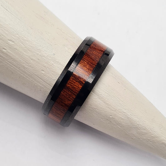 Men's Wedding Band: Tungsten with Rosewood inlay
