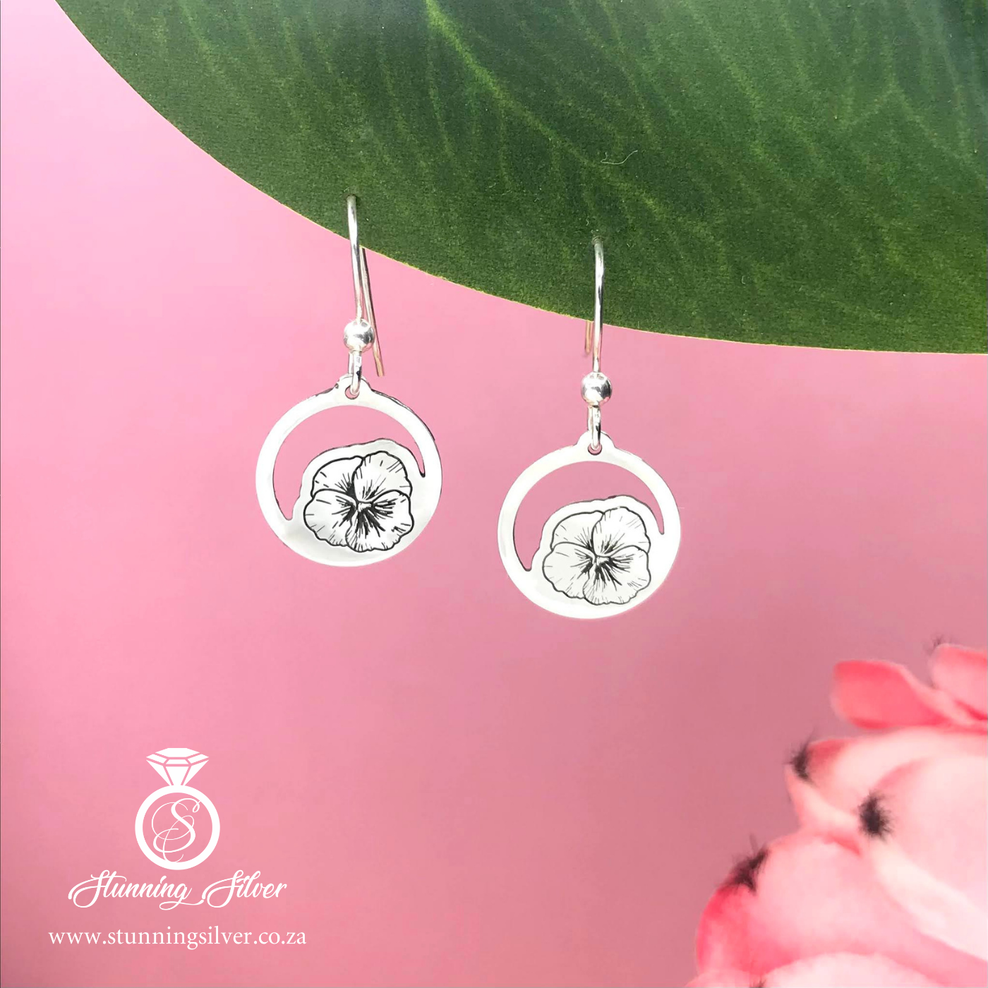 February Birth Flower Earrings - Violet