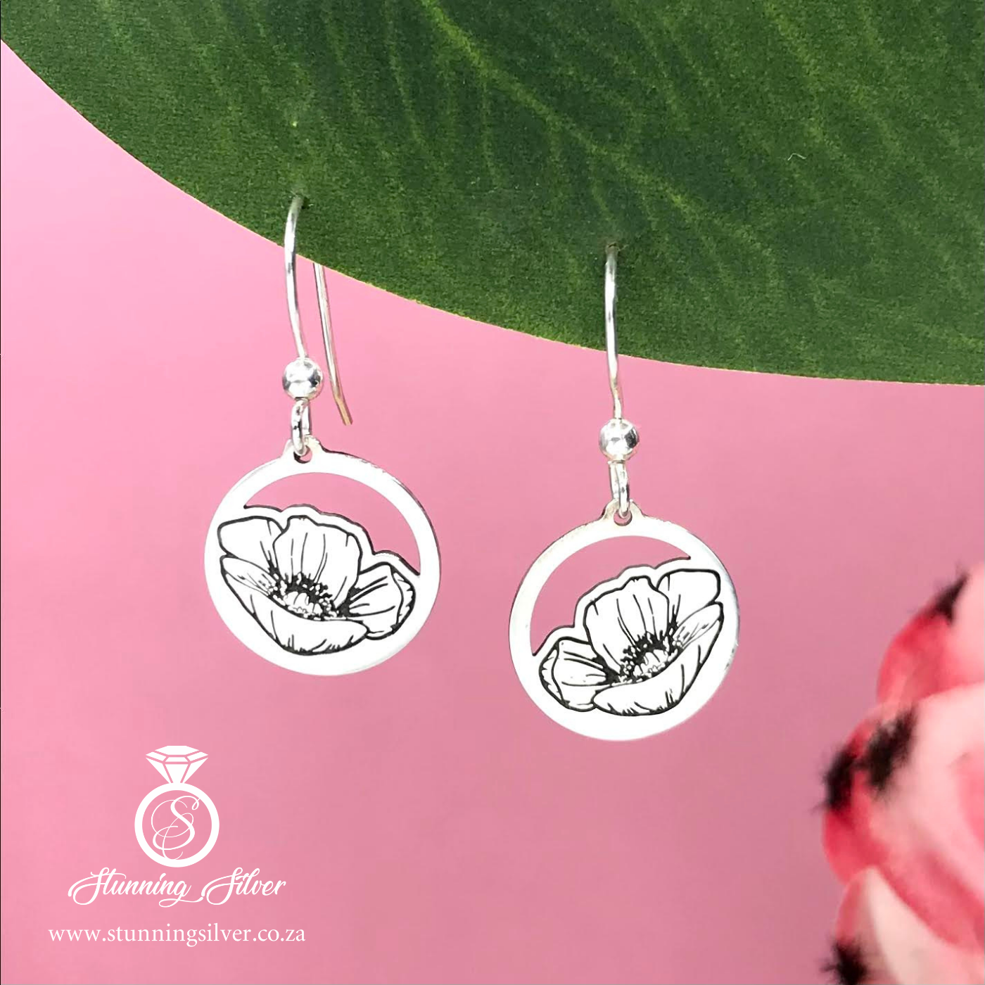 August Birth Flower Earrings - Poppy