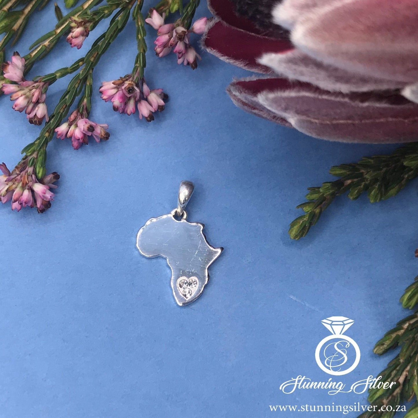 Africa Pendant with Cubic Heart