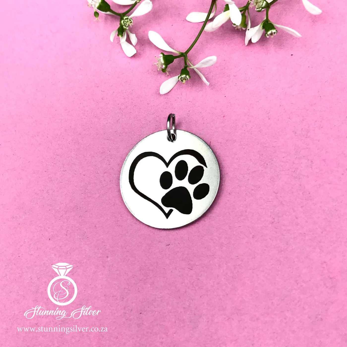 Dog Paw with Heart Pendant