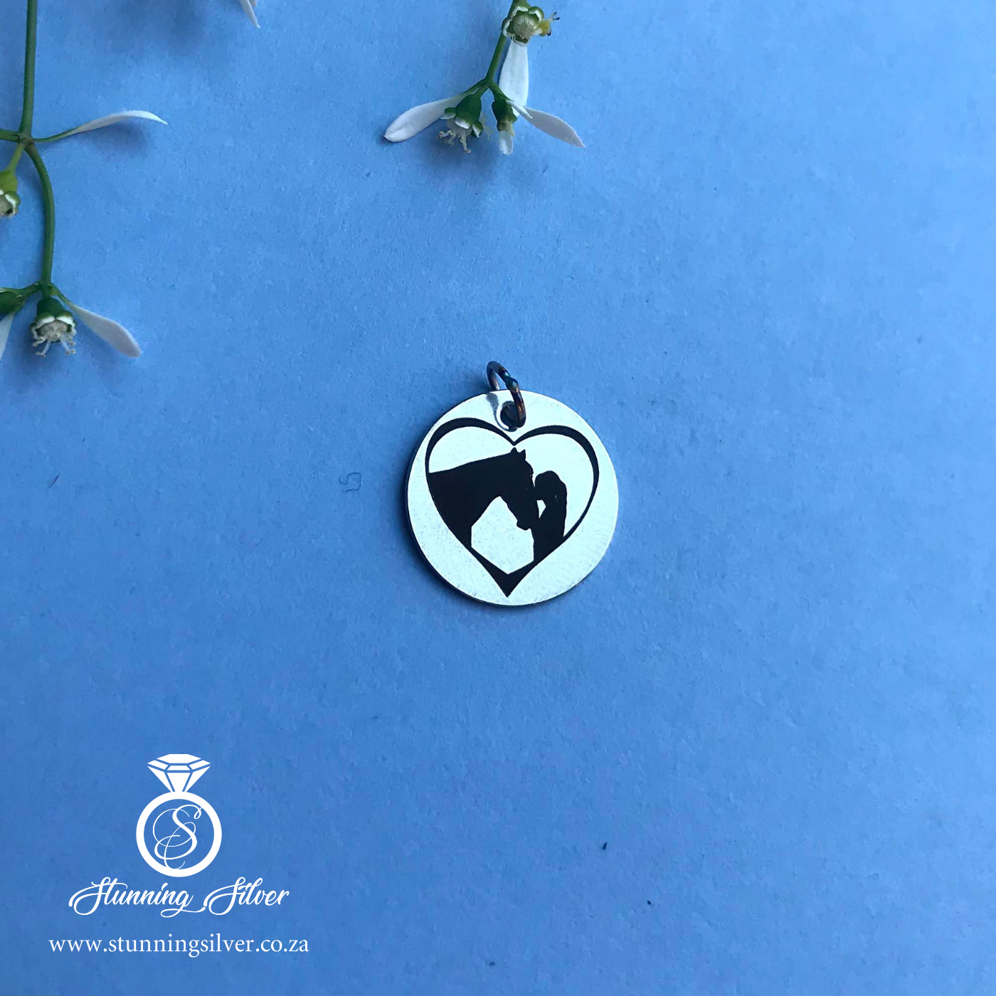 Horse and Rider in Heart Pendant