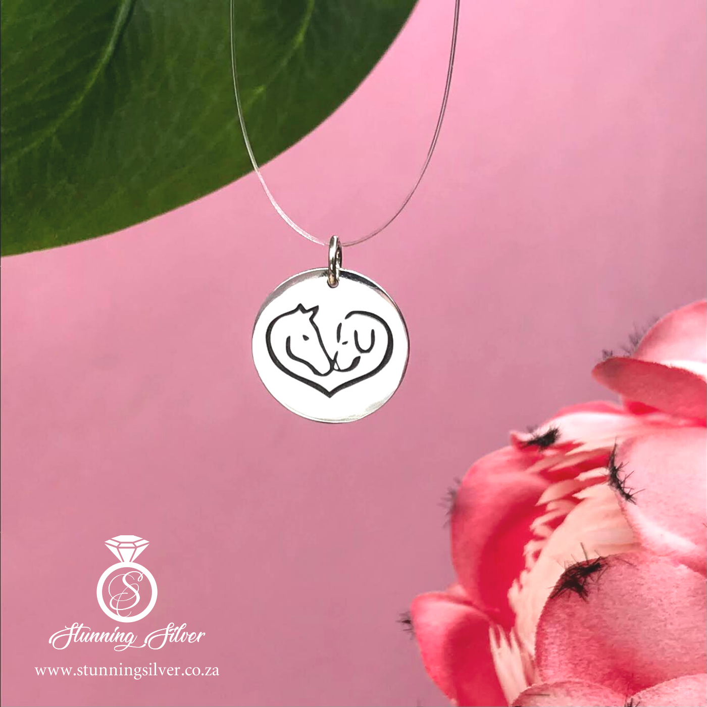 Horse and Dog in Heart Pendant