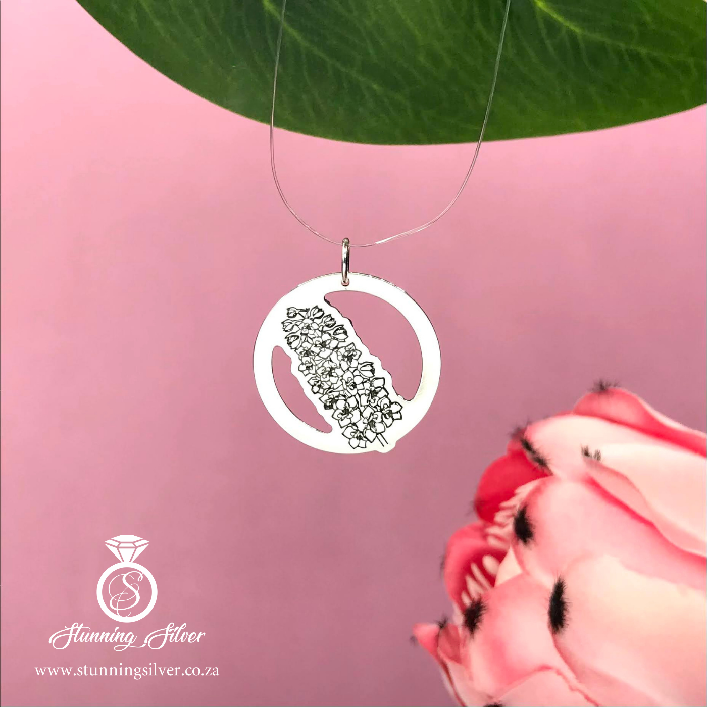 July Birth Flower Pendant - Stemmed Delphinium