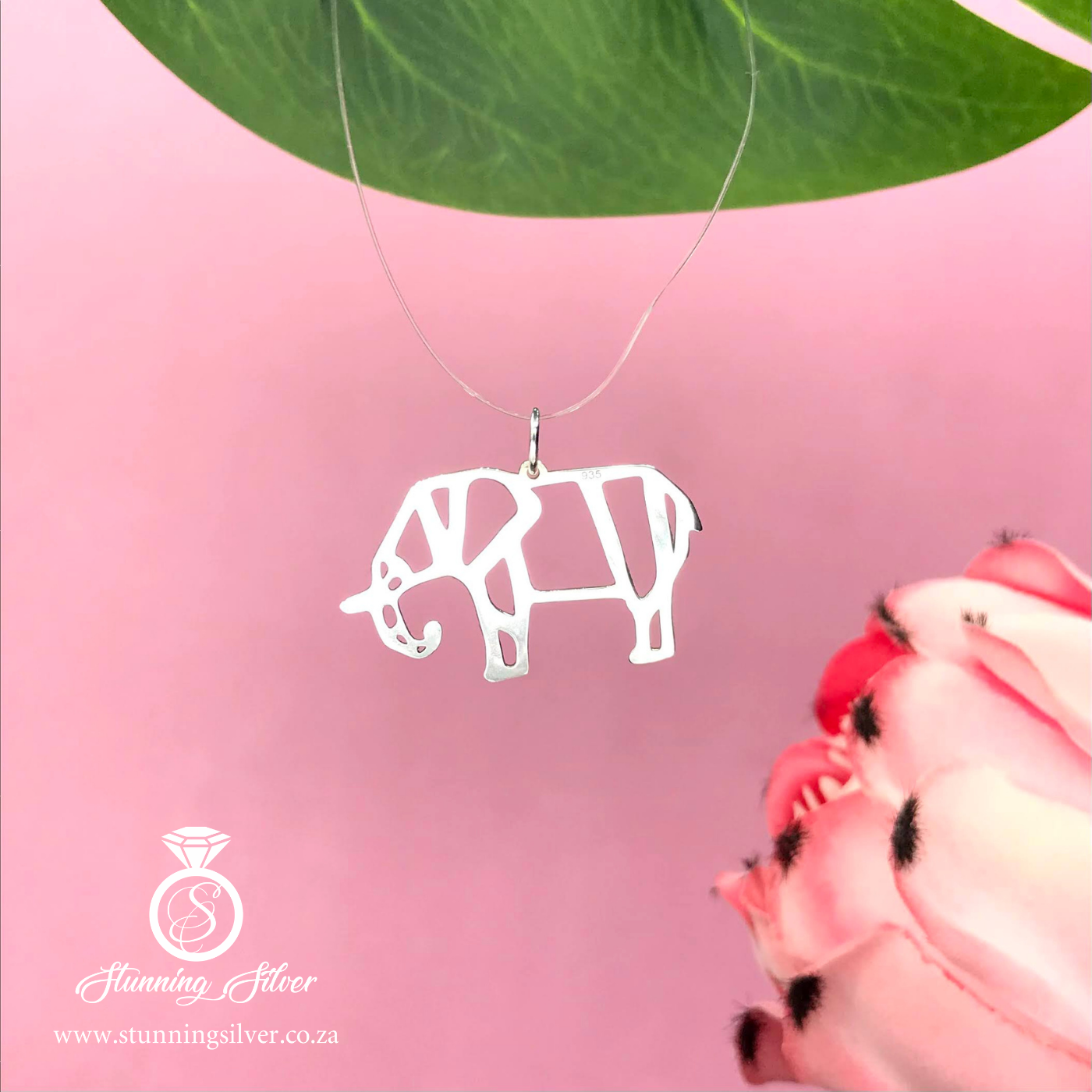 Lined Elephant Pendant
