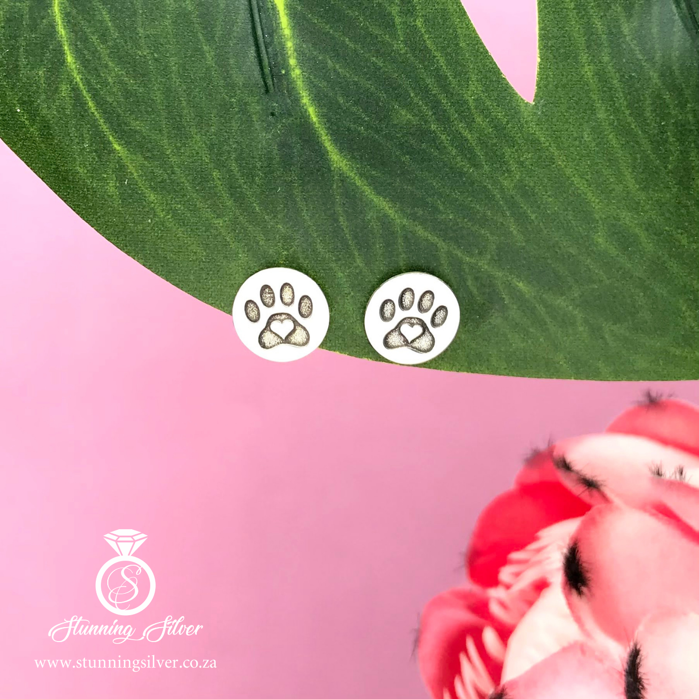 Paw Print Stud Earrings