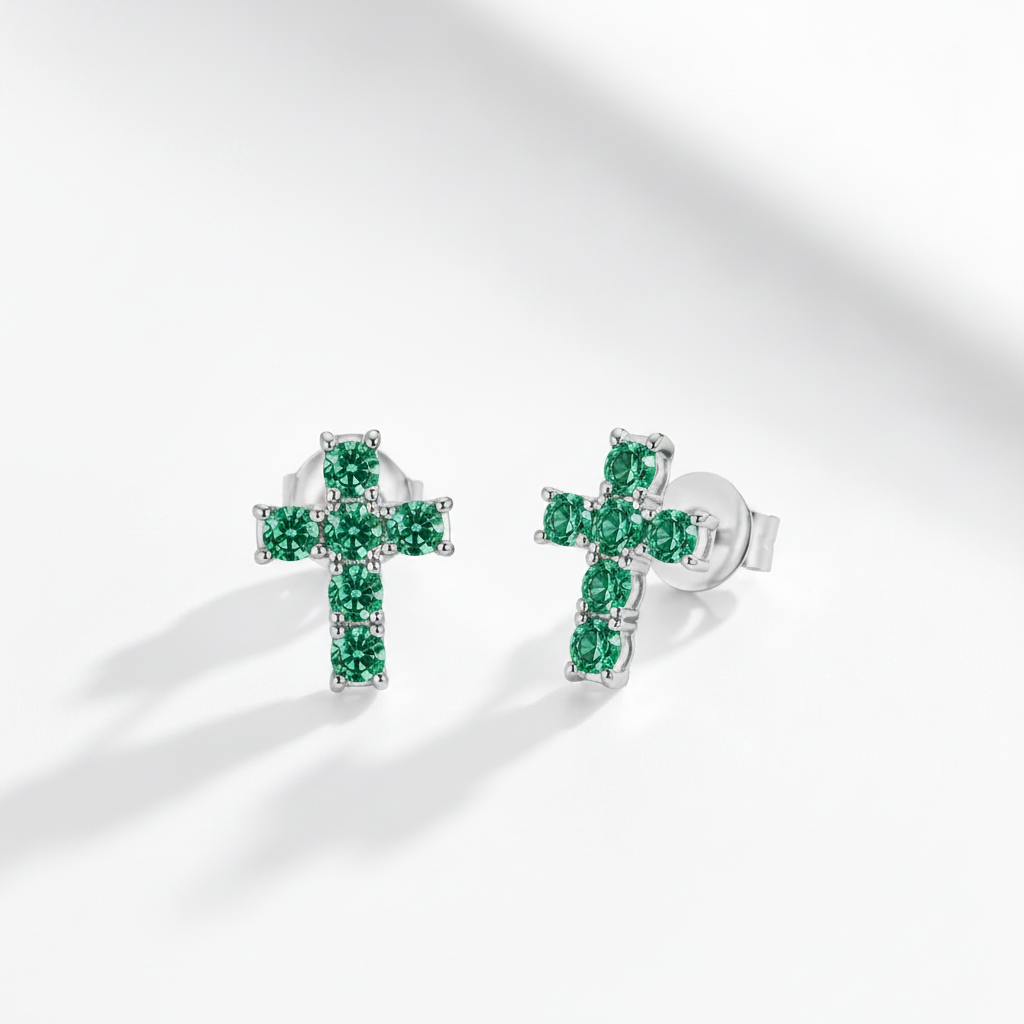 Moissanite Cross Earrings