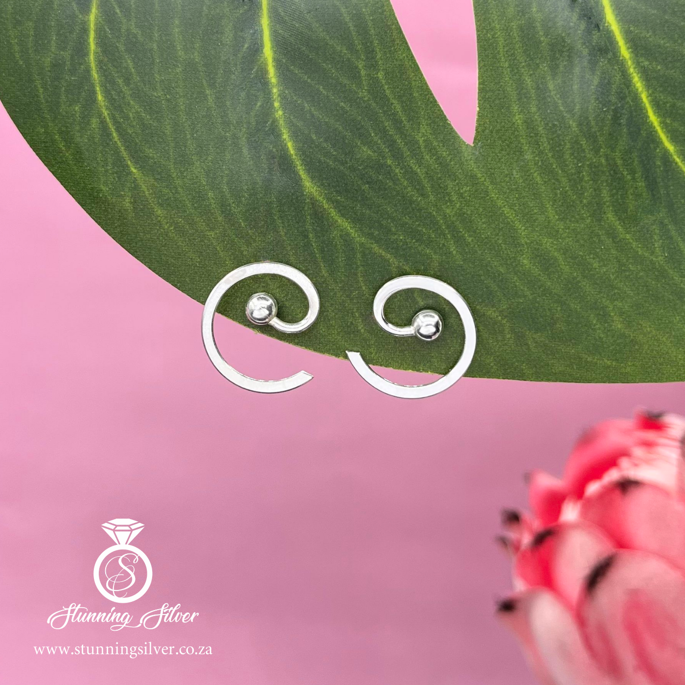 Bead and Swirl Stud Earrings