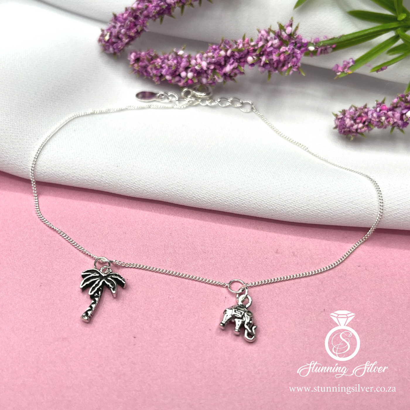 Elephant and Palm Tree Anklet