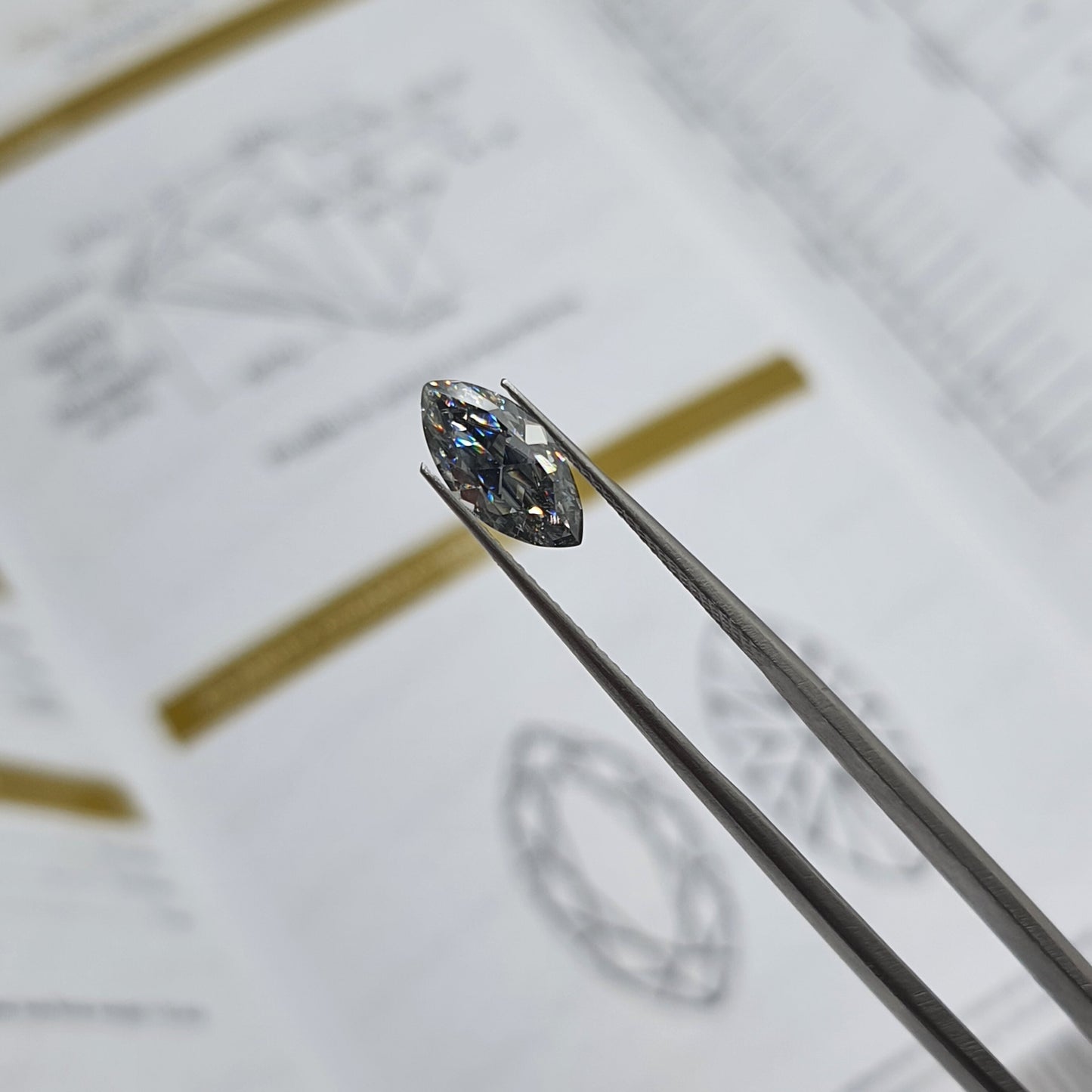 1ct Dark Grey Marquise Moissanite