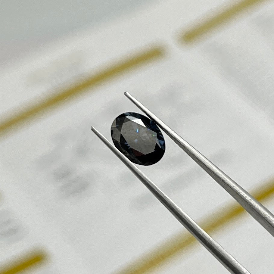 1.2ct Dark Grey Oval Cut Moissanite