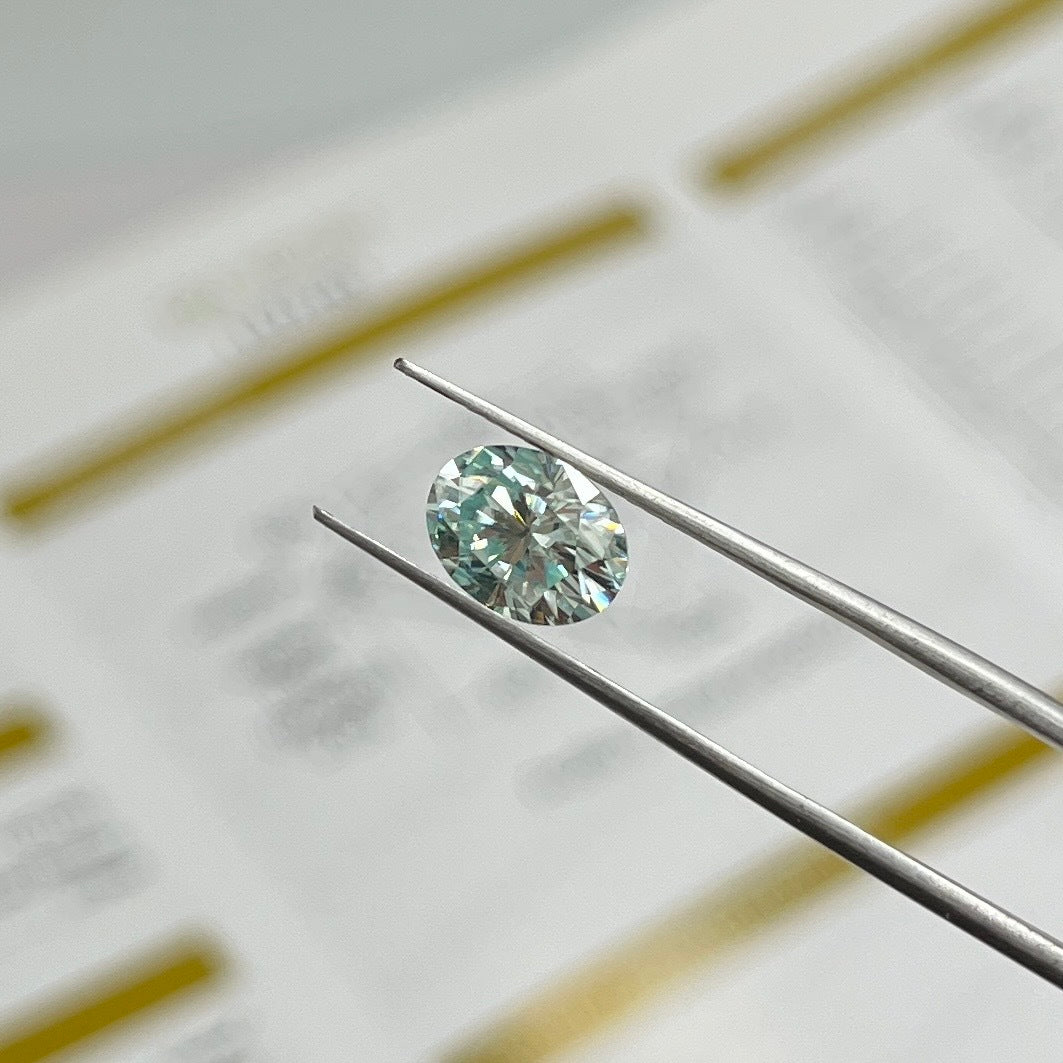 1.2ct Light Blue (Aqua) Oval Cut Moissanite