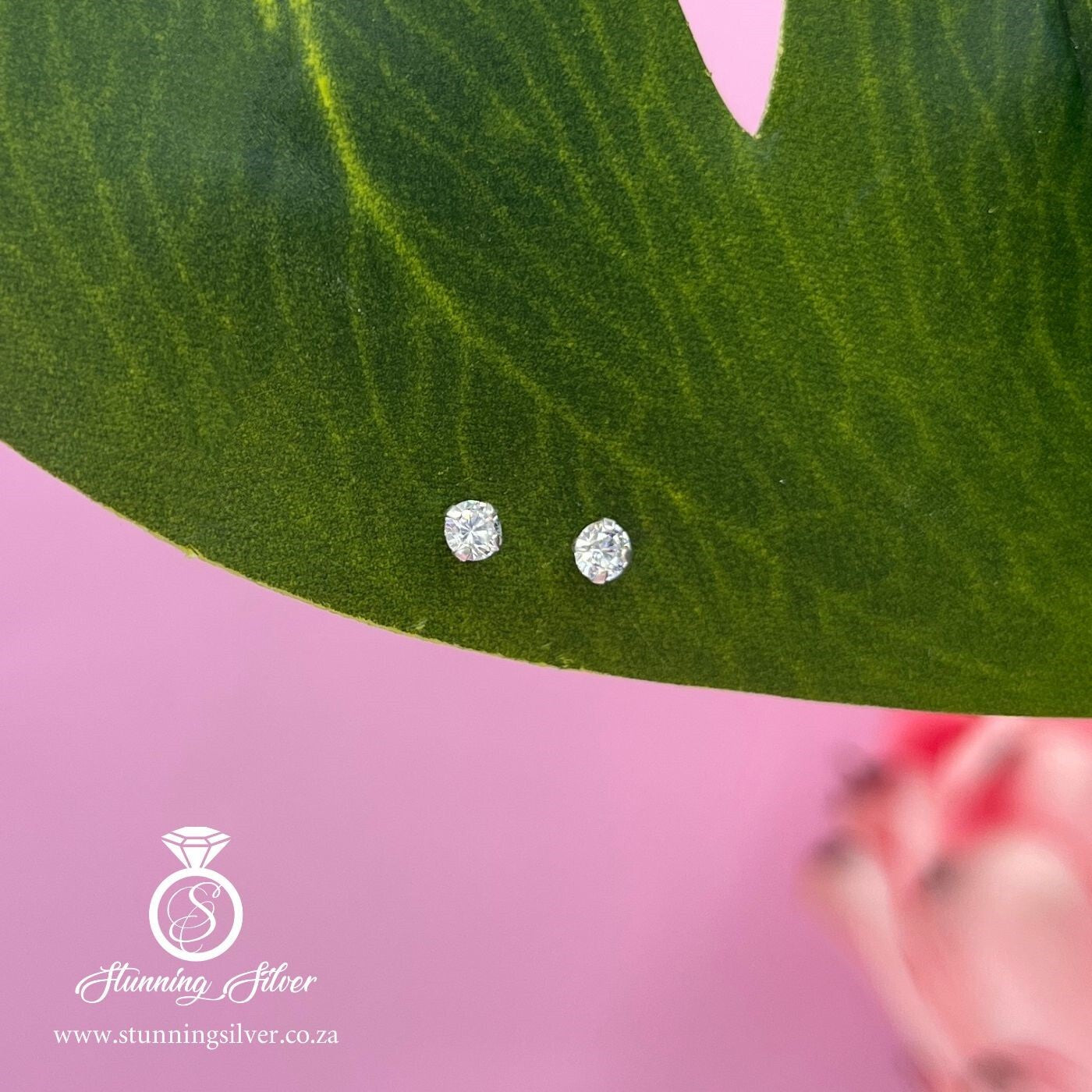 3mm White Cubic Stud Earrings