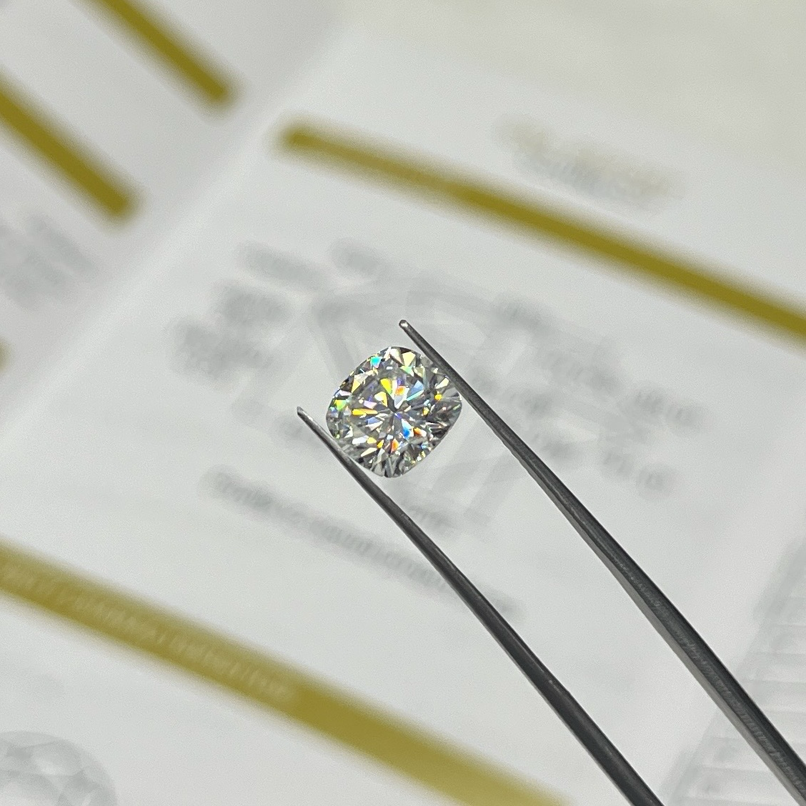 2ct White DEF Cushion Cut Moissanite
