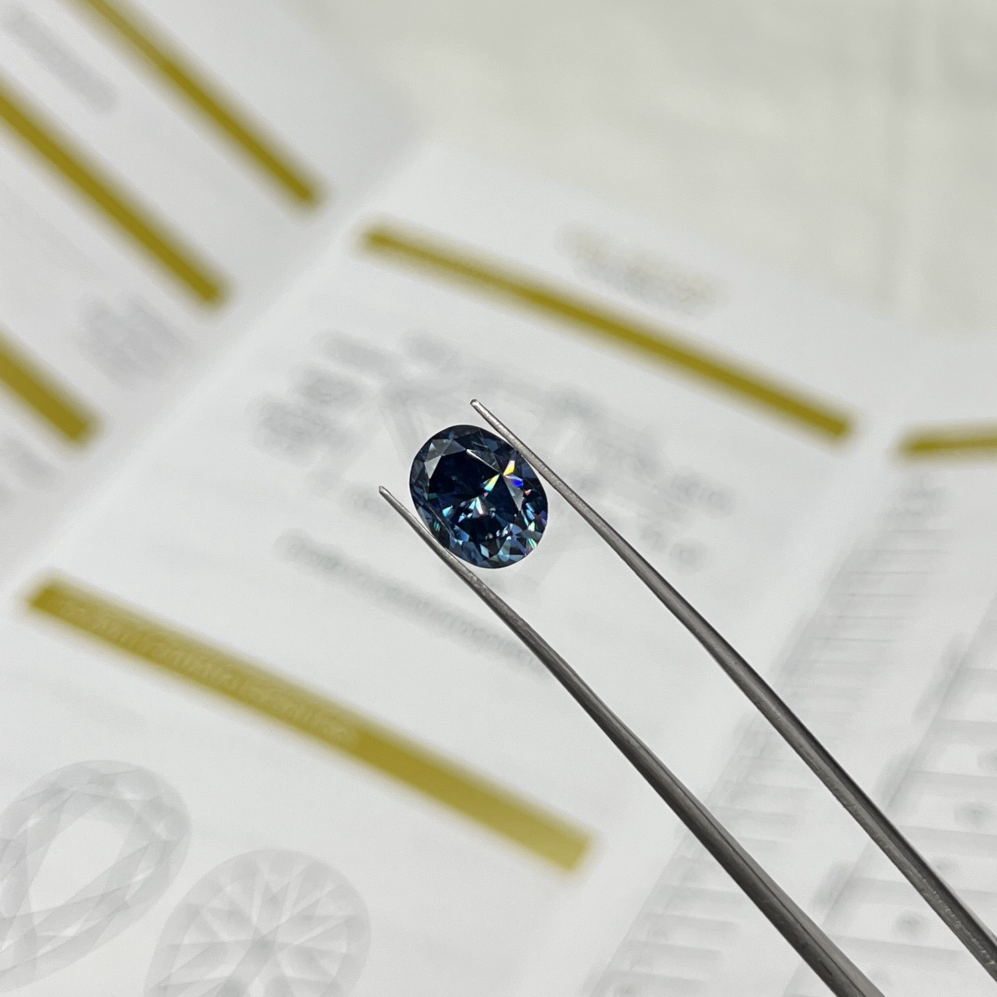 2ct Blue Oval Cut Moissanite