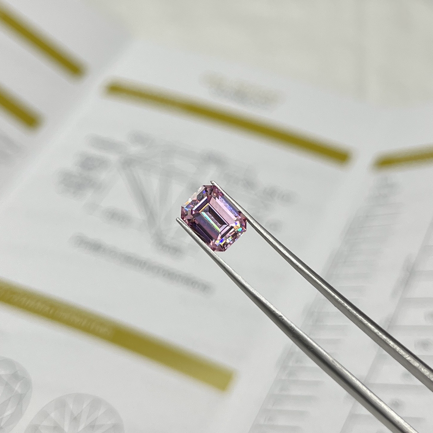 2ct Pink Emerald Cut Moissanite