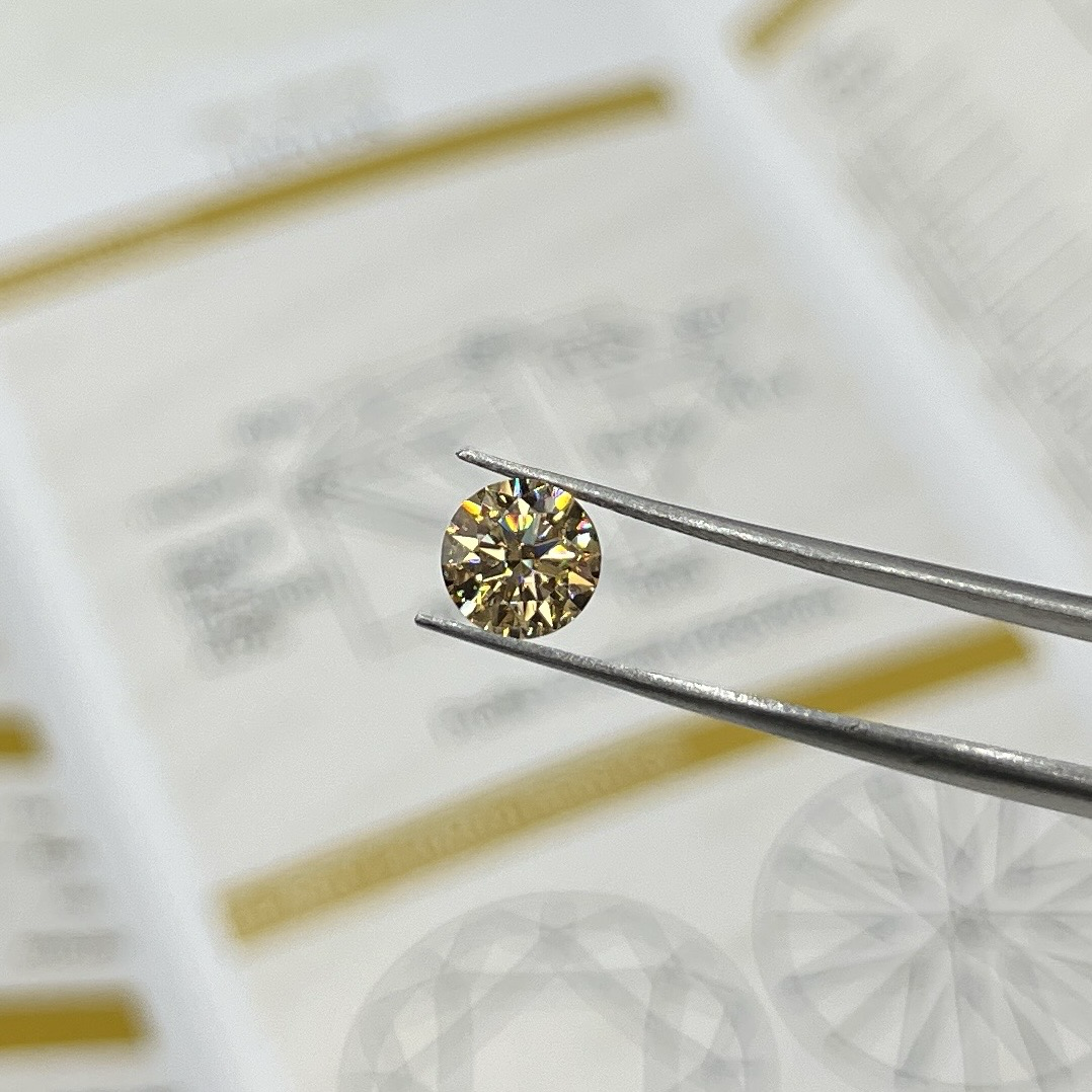 1ct Champagne Round Moissanite