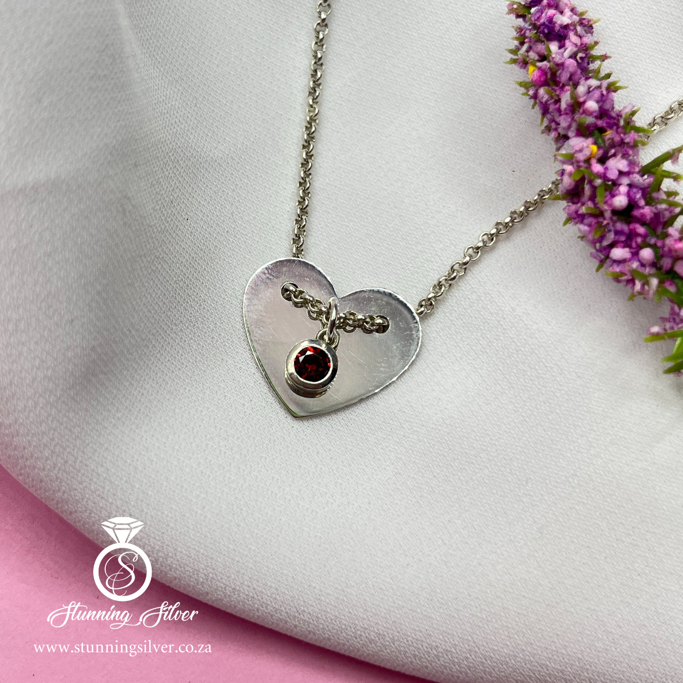 Heart with Cubic Stone Necklace