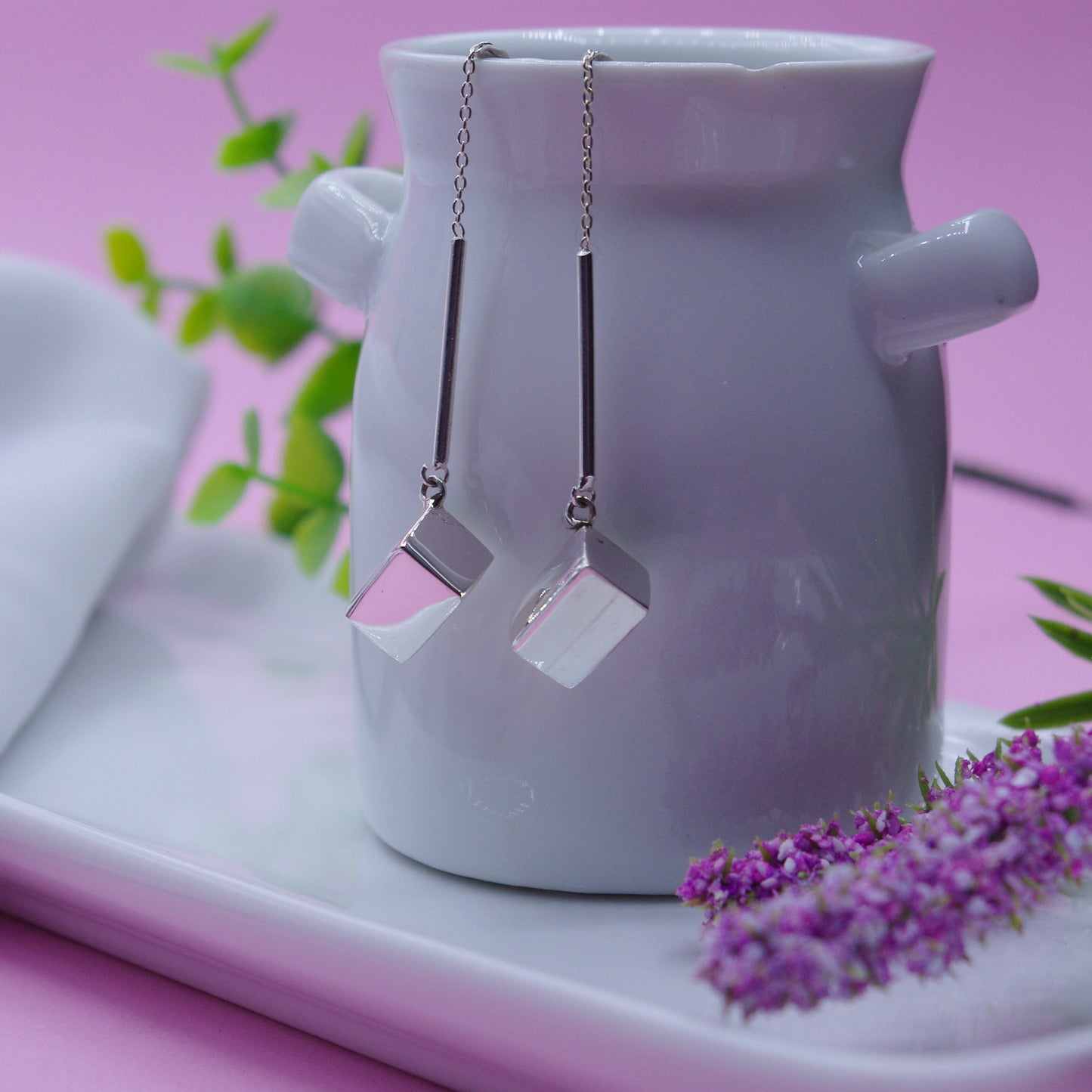 Hanging Rectangle Stud Earrings