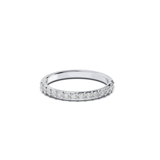 Silver 2mm Eternity Ring - White Stones