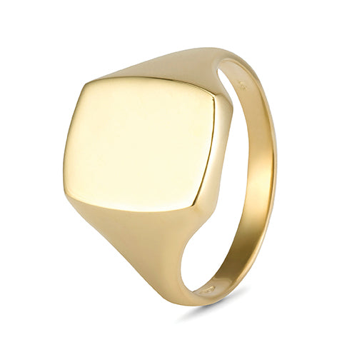 Cushion Signet Ring (12mm x 14.5mm)- 9ct Yellow Gold
