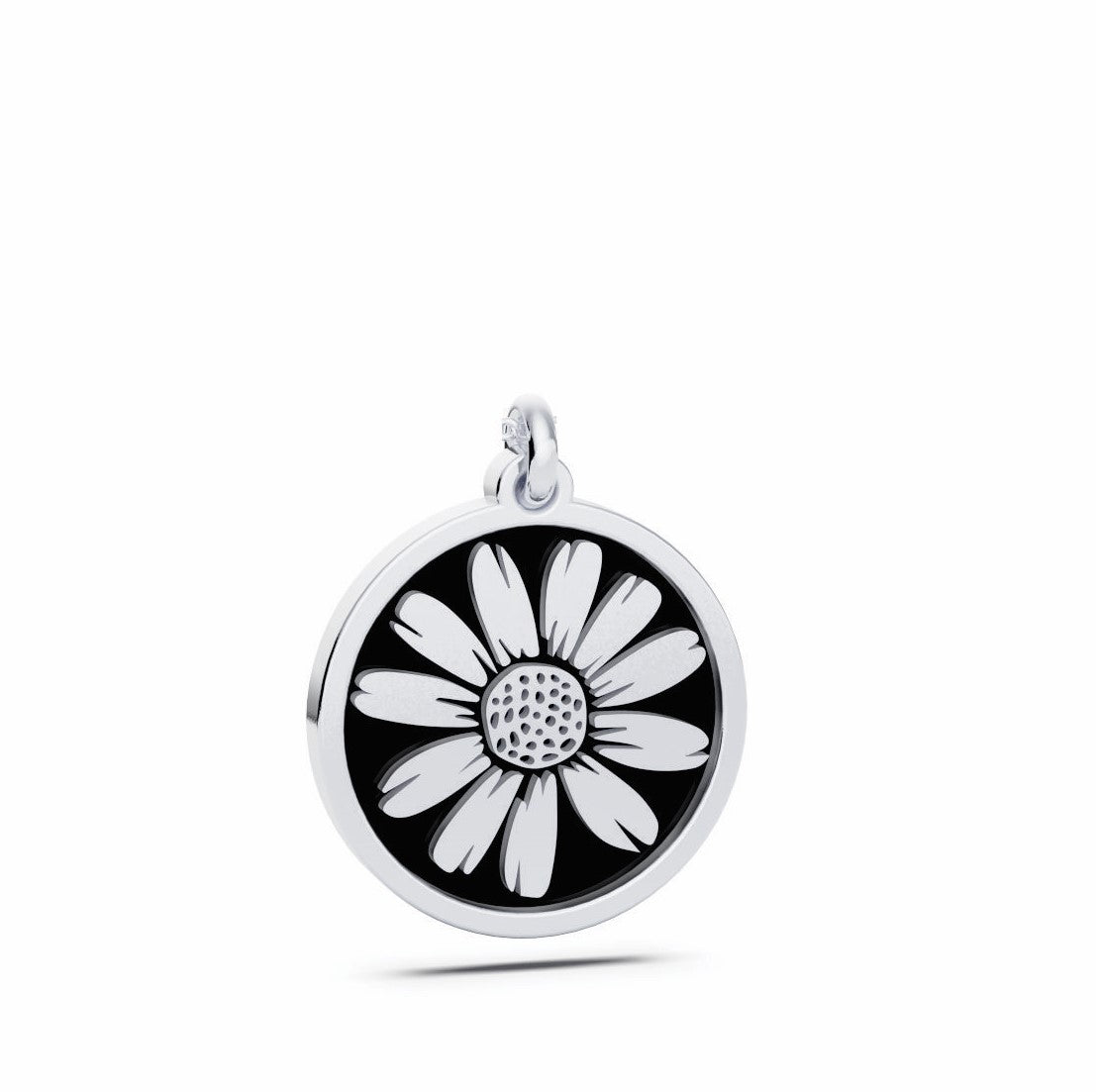 April (Daisy) Birth Flower Round Pendant - 925 Silver