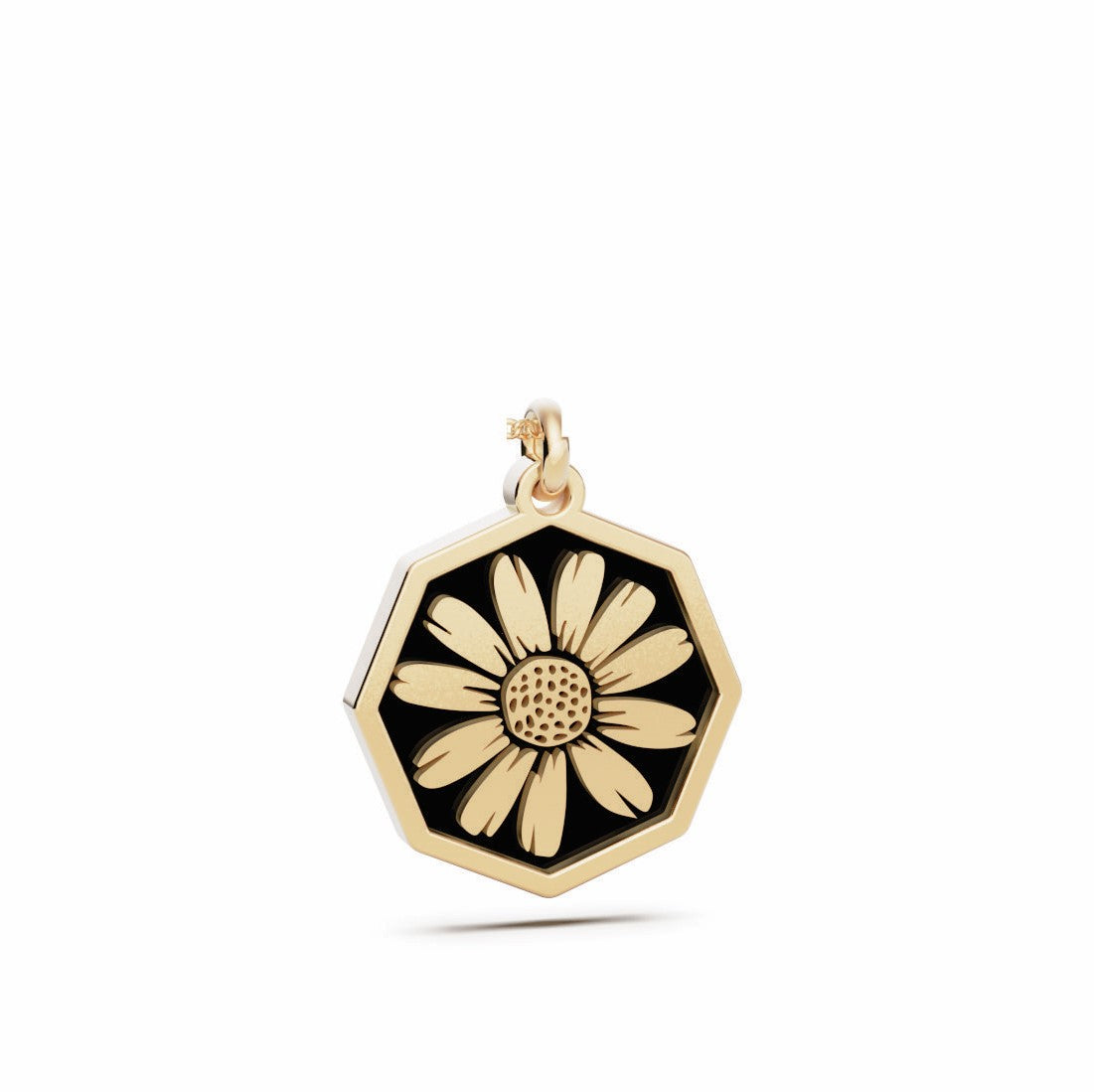 April (Daisy) Birth Flower Octagon Pendant - 9ct Yellow Gold
