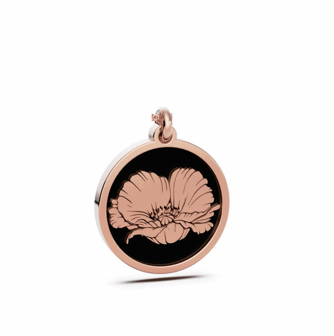 August (Poppy) Birth Flower Round Pendant - 9ct Rose Gold