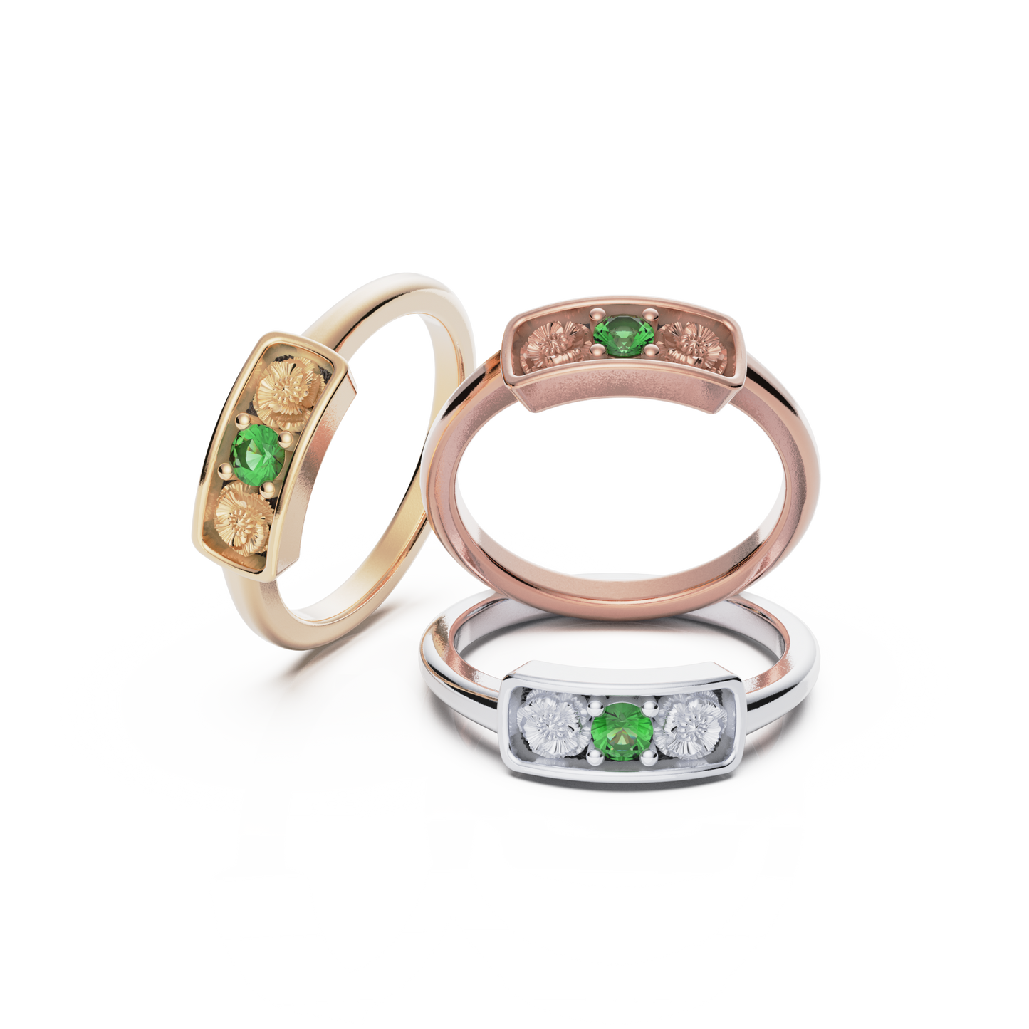 August Birth Flower Ring - Peridot and Poppy