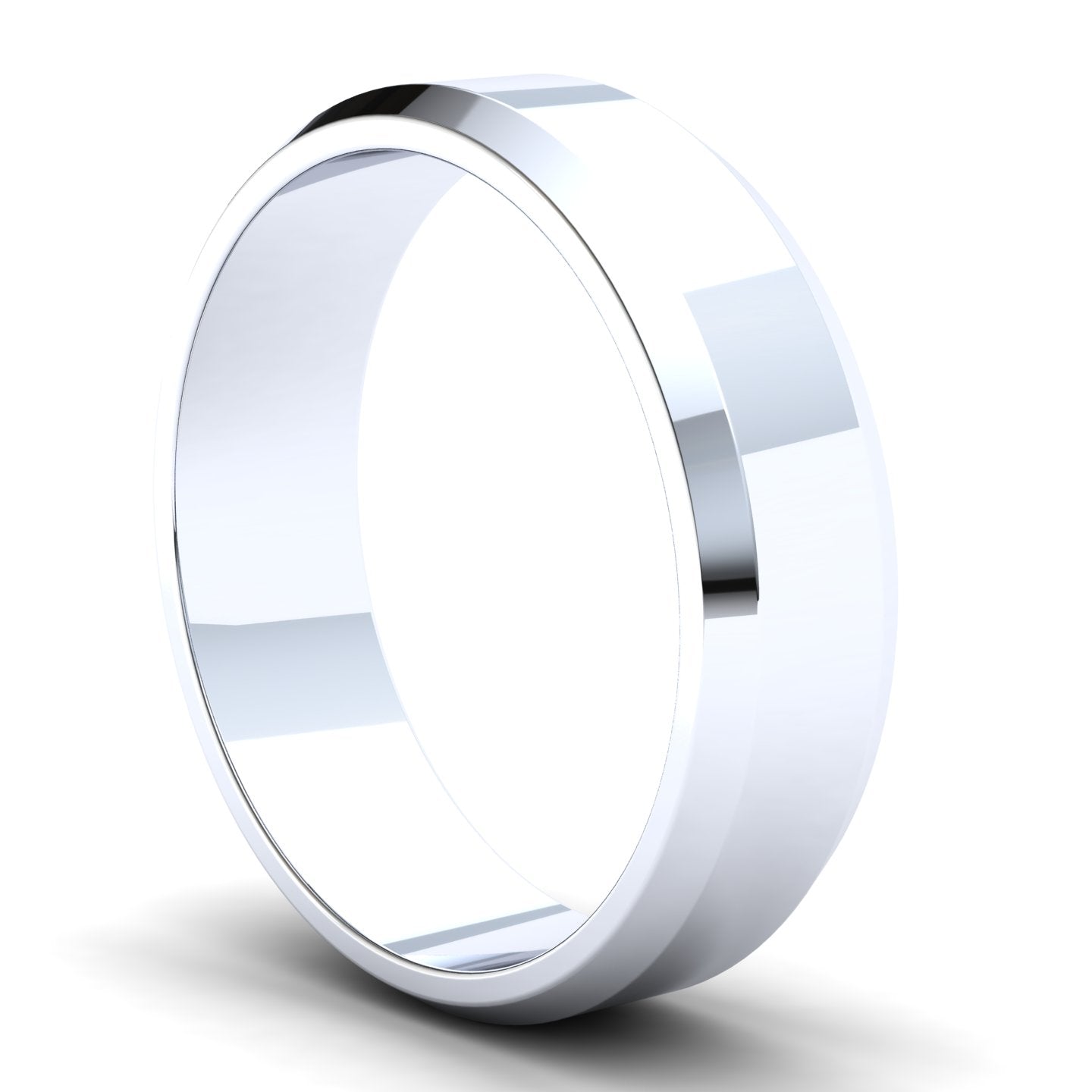 Men's Wedding Band: 9ct White Gold Bevelled band