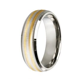 Men's Wedding Band: Titanium With 9ct Yellow Gold Inlay (7mm)