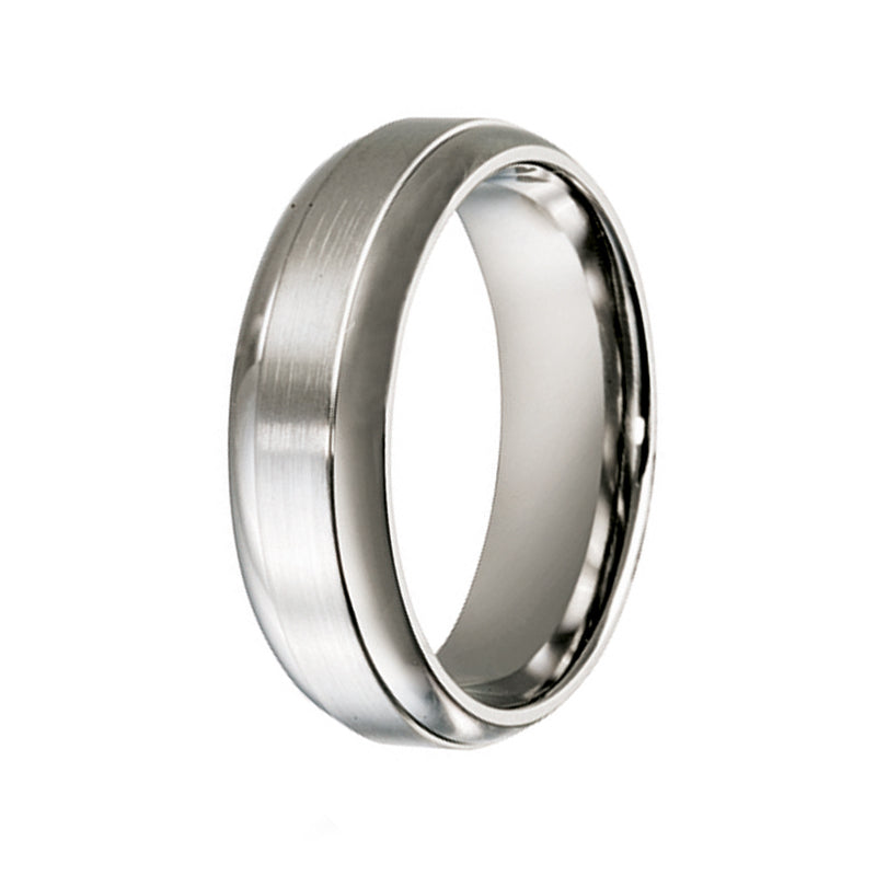 Men's Wedding Band: Titanium Brushed Centre and Polished Sides (5mm)