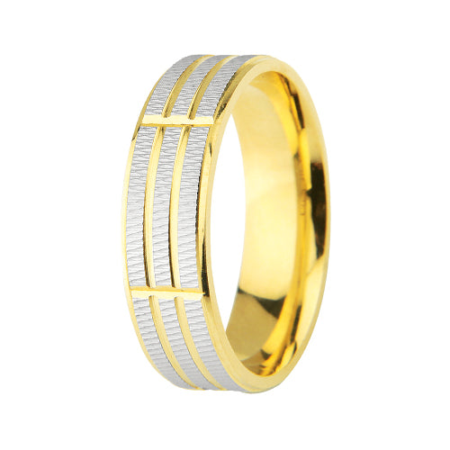 Men's Wedding Band: 9ct Yellow and White Gold (6mm)