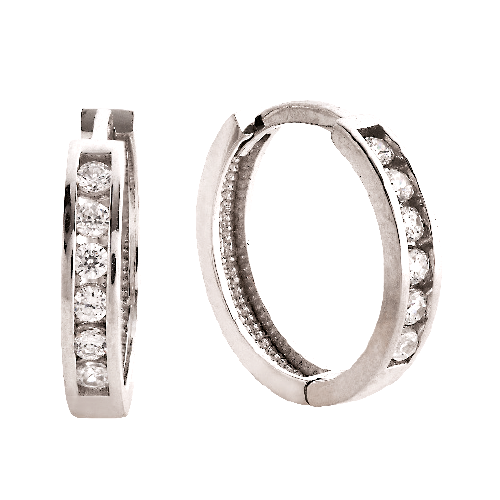 9ct White Gold Cubic Zirconia Channel Huggies