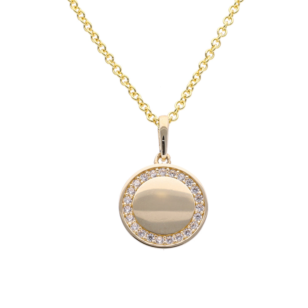 Initial Pendant with CZ Border (10mm) - 9ct Yellow Gold