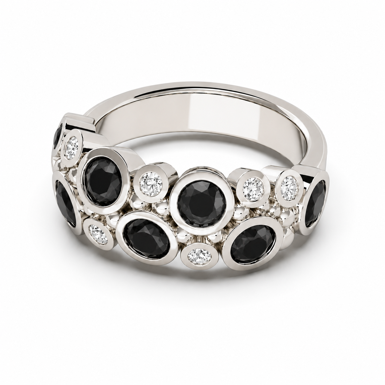 Bubble Ring - Black Moissanites