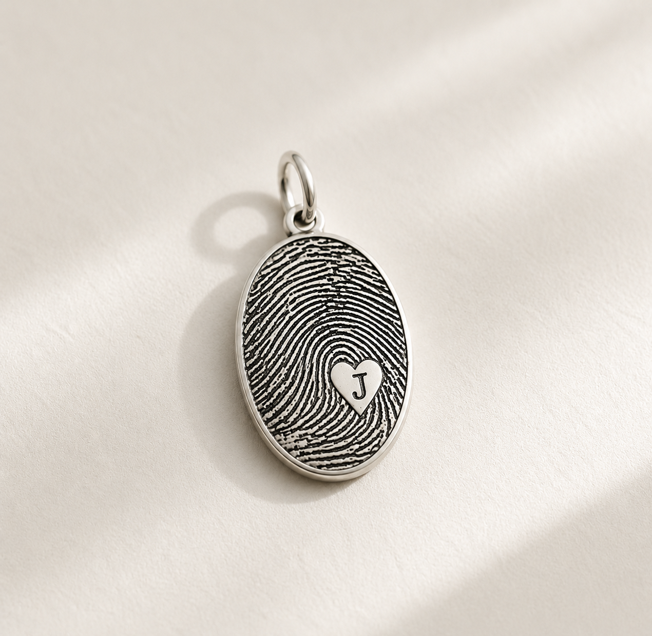 Oval Initial Fingerprint Pendant