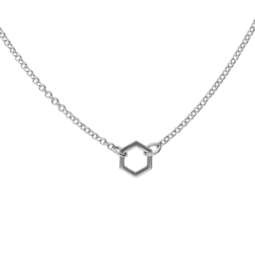 Hexagon Link Necklace (1.4mm)- Sterling Silver
