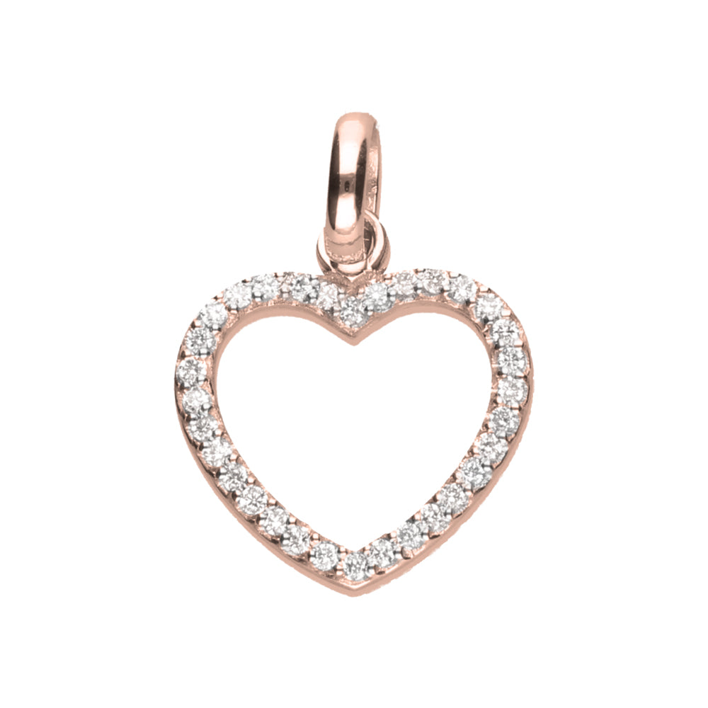 Diamond Heart Pendant- 9ct Rose Gold