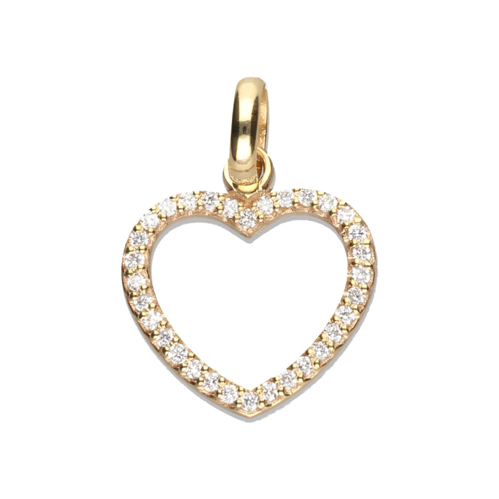 Diamond Heart Pendant- 9ct Yellow Gold