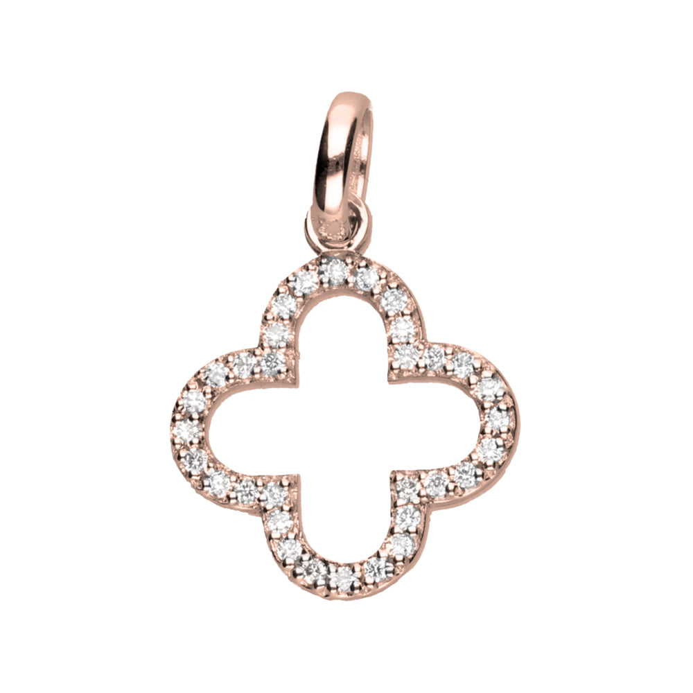 Diamond Clover Pendant- 9ct Rose Gold