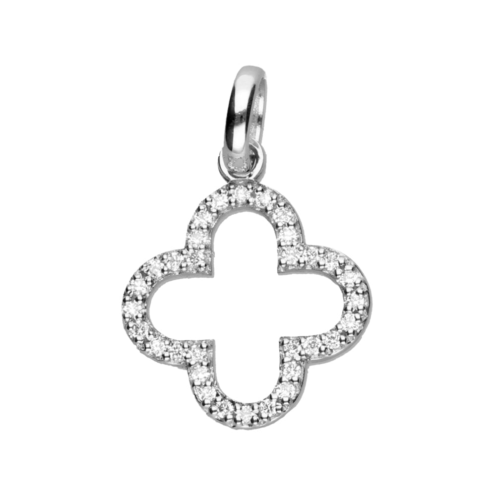 Diamond Clover Pendant- 9ct White Gold