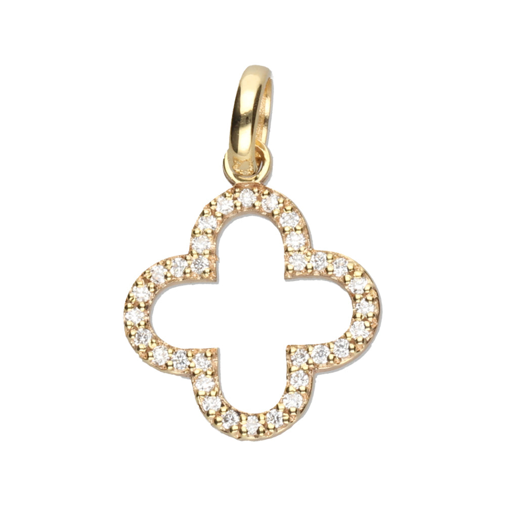 Diamond Clover Pendant- 9ct Yellow Gold
