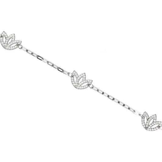 3 Station Diamond Bracelet- 9ct White Gold
