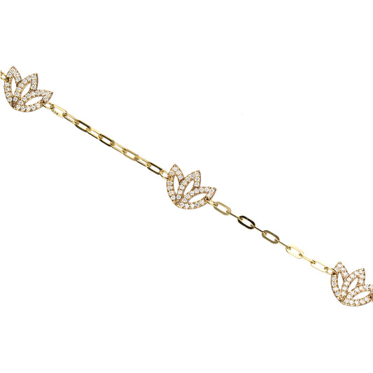 3 Station Diamond Bracelet- 9ct Yellow Gold
