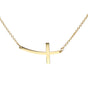 Curved Cross on Chain (1.4mm)- 9ct Yellow Gold