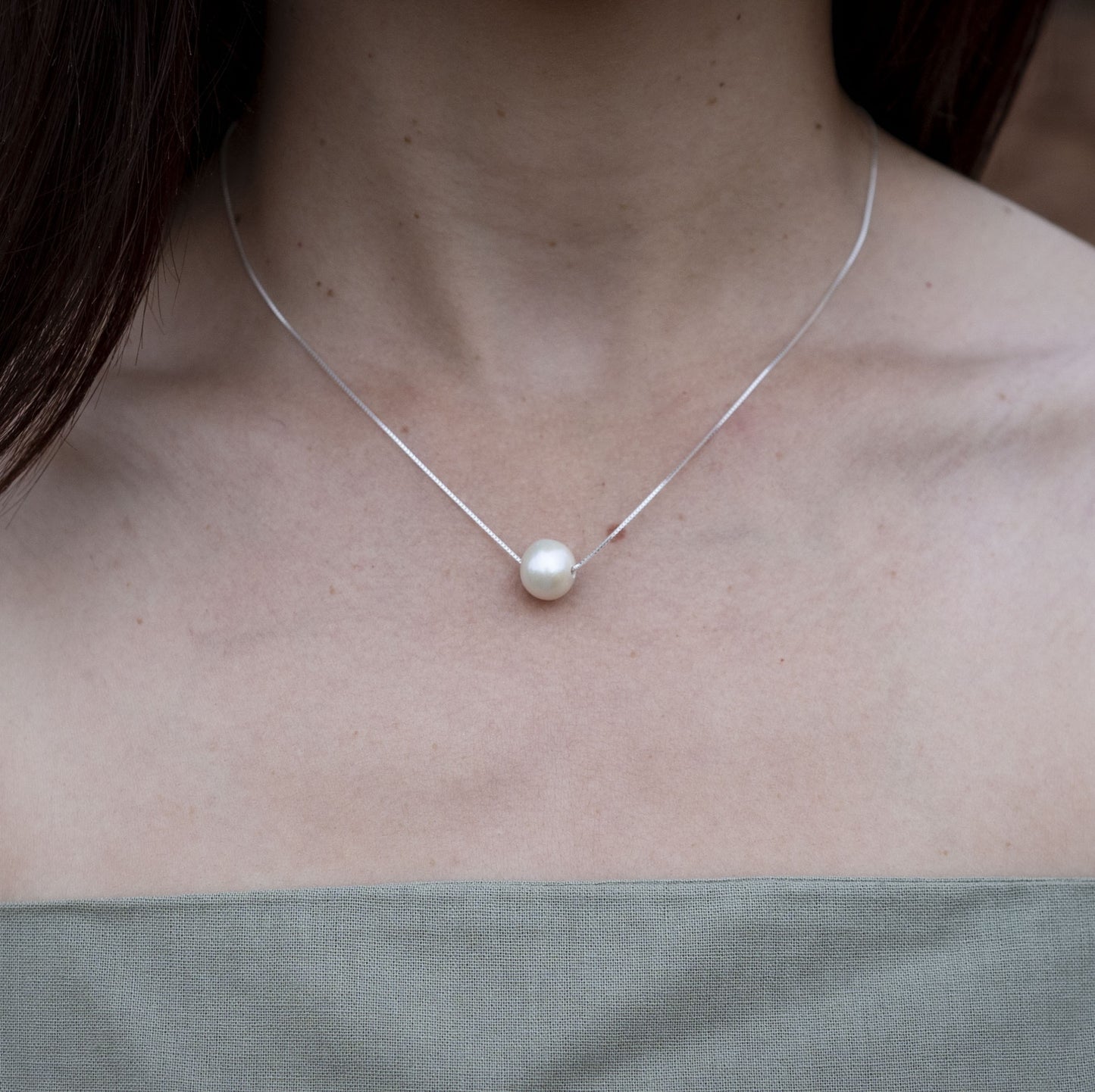 Silver Floating Pearl Necklace