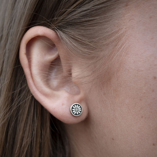 Round Birth Flower Earrings