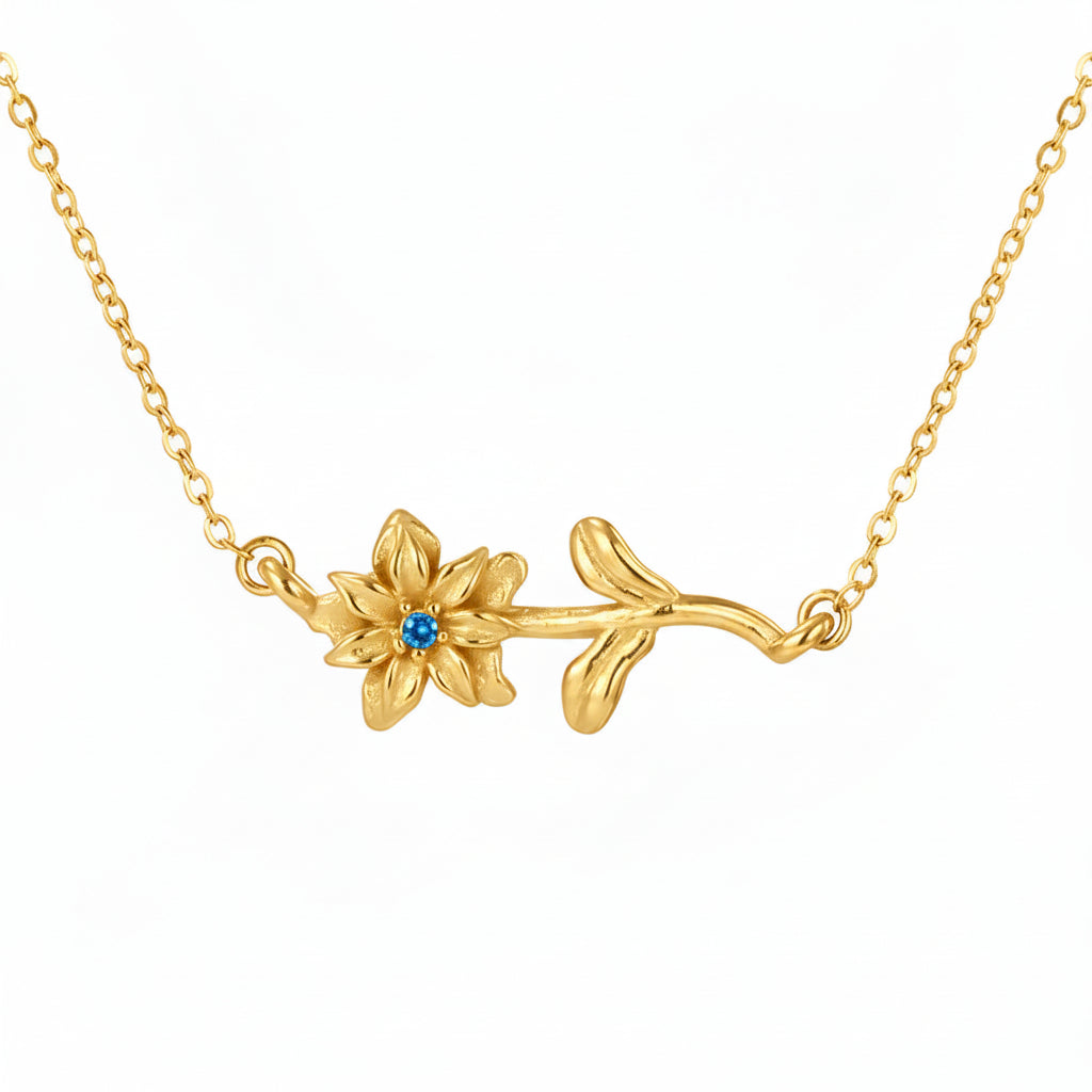 Birth Flower and Birthstone Necklace