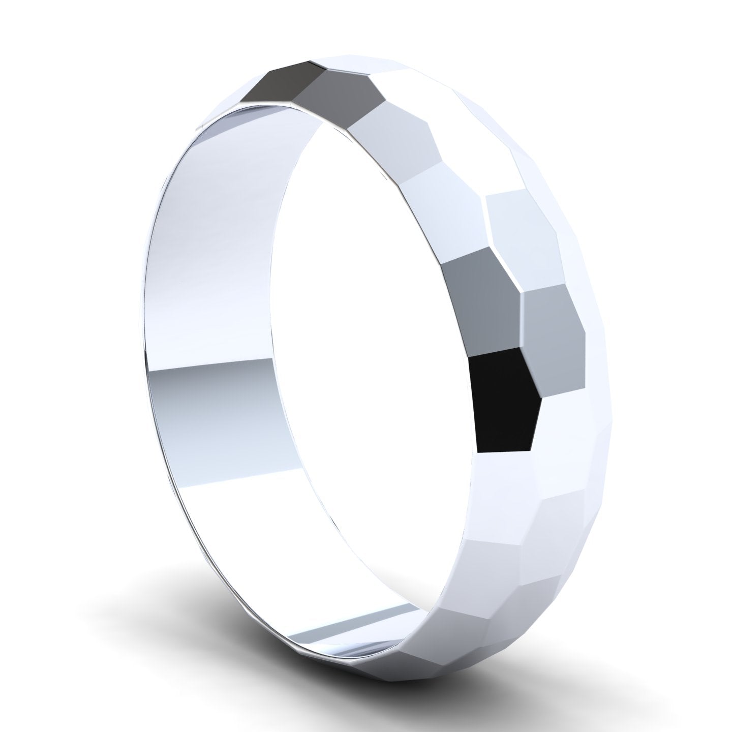 Men's Wedding Band: 9ct White Gold Faceted band
